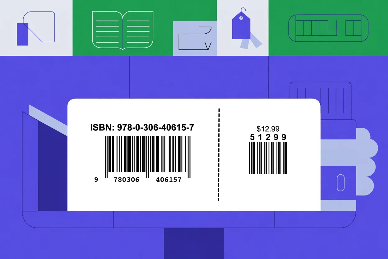 EAN-5 price barcode generator showing ISBN and price barcodes side by side
